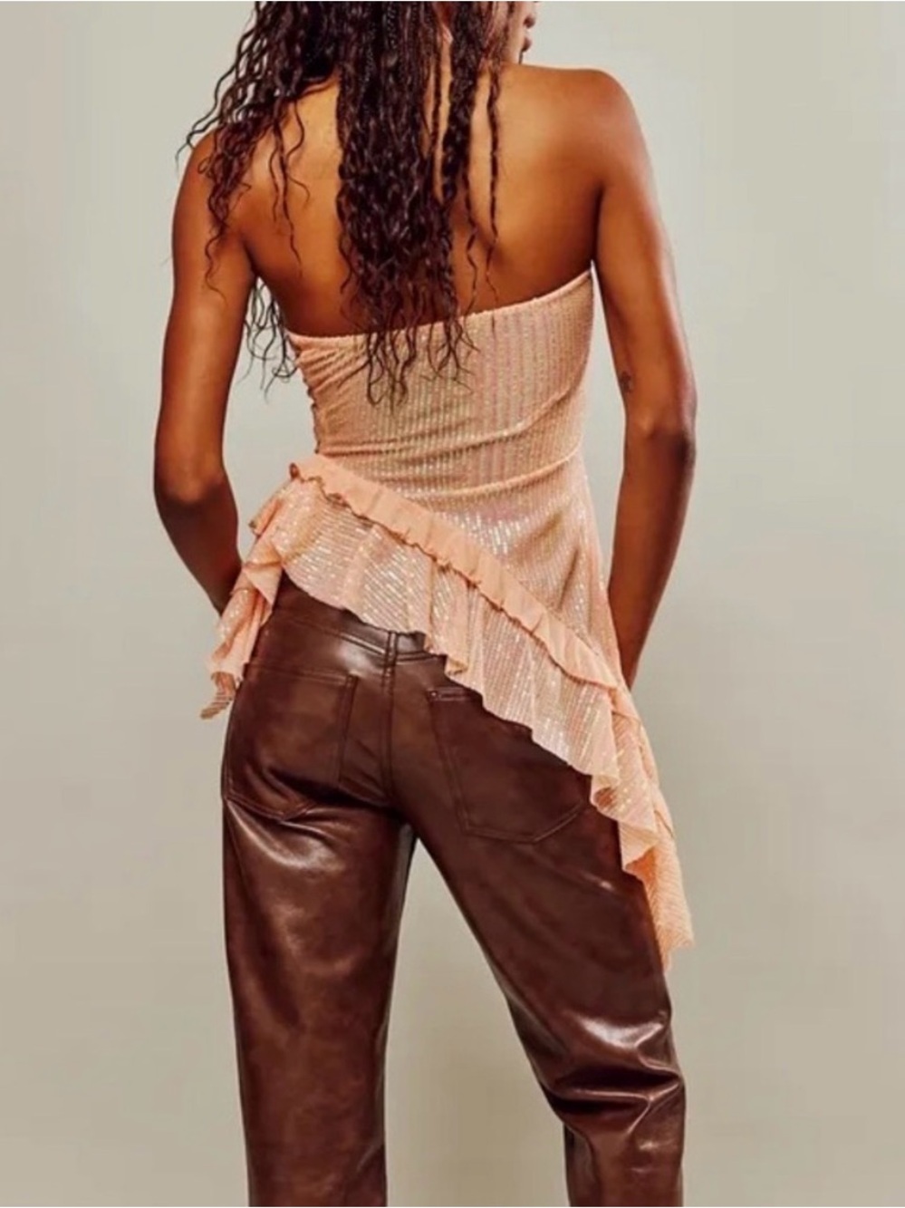 Free People Taylor Sequin Summer Asymmetric Top XL - Picture 6 of 7